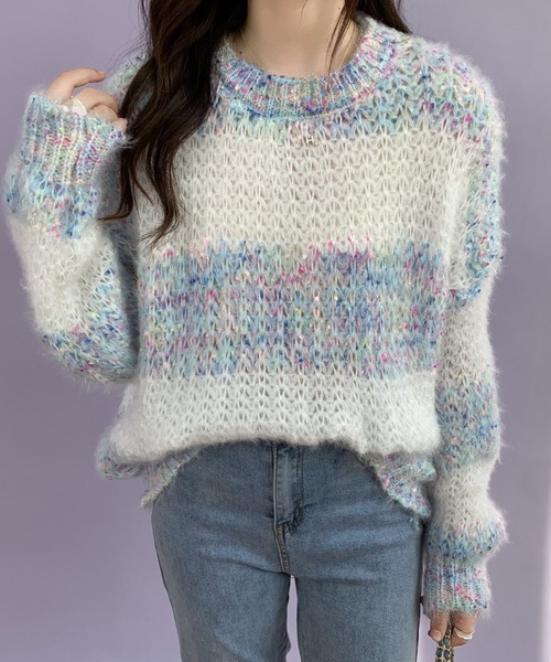 ECLIN（エクラン）の「マーブルカラーニットプルーオーバー（ニット/セーター・レディース・ブルー/パープル/ピンク・FREE）」の12枚目の写真