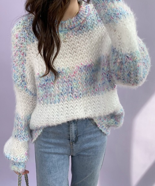 ECLIN（エクラン）の「マーブルカラーニットプルーオーバー（ニット/セーター・レディース・ブルー/パープル/ピンク・FREE）」の13枚目の写真