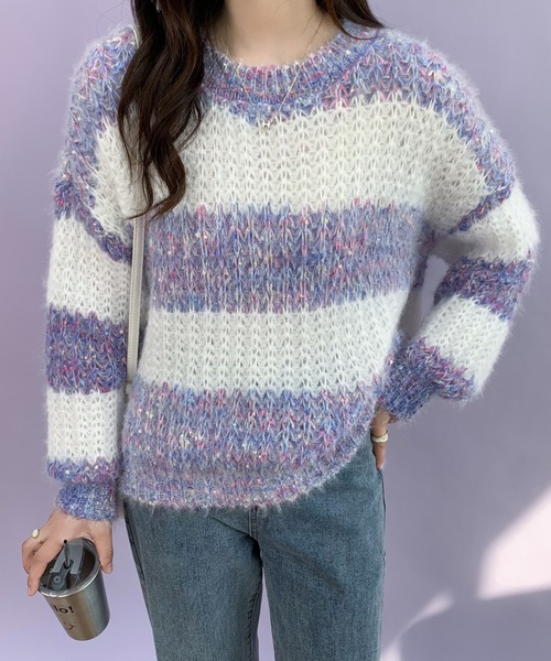 ECLIN（エクラン）の「マーブルカラーニットプルーオーバー（ニット/セーター・レディース・ブルー/パープル/ピンク・FREE）」の15枚目の写真