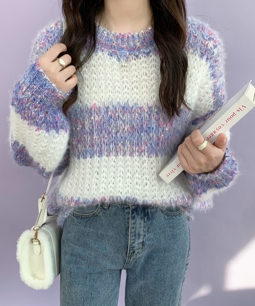 ECLIN（エクラン）の「マーブルカラーニットプルーオーバー（ニット/セーター・レディース・ブルー/パープル/ピンク・FREE）」の17枚目の写真