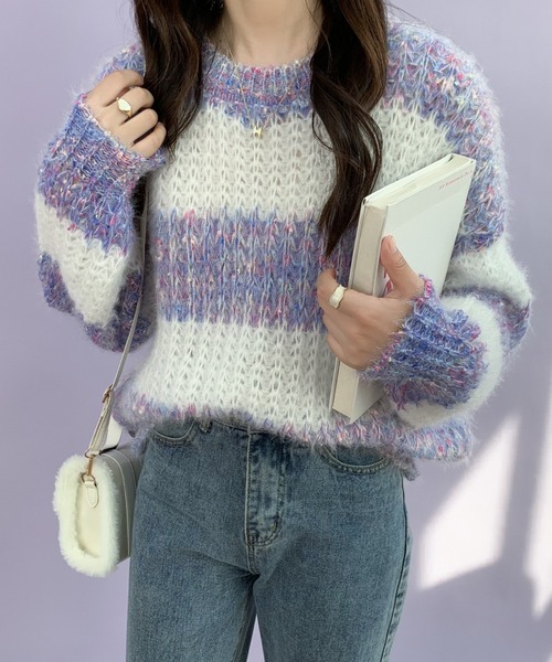 ECLIN（エクラン）の「マーブルカラーニットプルーオーバー（ニット/セーター・レディース・ブルー/パープル/ピンク・FREE）」の19枚目の写真