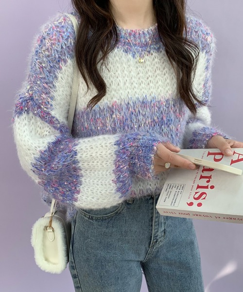 ECLIN（エクラン）の「マーブルカラーニットプルーオーバー（ニット/セーター・レディース・ブルー/パープル/ピンク・FREE）」の20枚目の写真