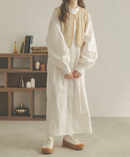 Ambre Neige(アンブルネージュ)の「透かし編みニットベスト/【WEB/EC限定商品】(ベスト・レディース・モカ/アイボリー・FREE)」の5枚目の写真