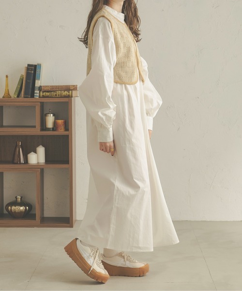 Ambre Neige(アンブルネージュ)の「透かし編みニットベスト/【WEB/EC限定商品】(ベスト・レディース・モカ/アイボリー・FREE)」の6枚目の写真