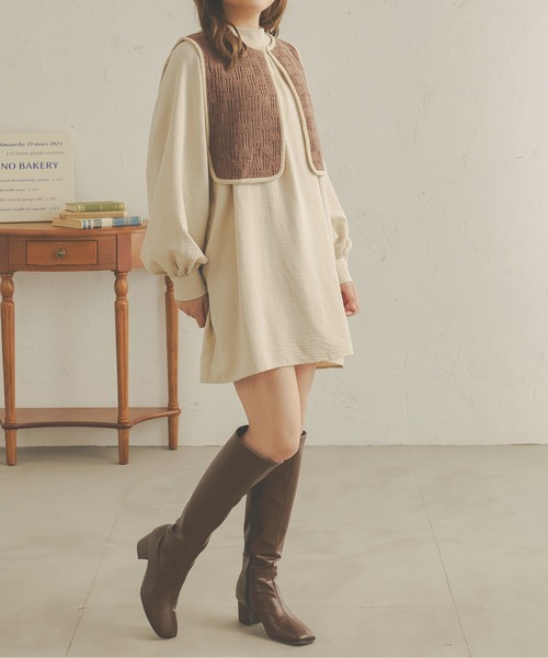 Ambre Neige(アンブルネージュ)の「透かし編みニットベスト/【WEB/EC限定商品】(ベスト・レディース・モカ/アイボリー・FREE)」の14枚目の写真
