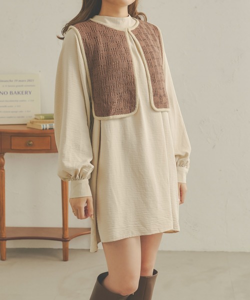 Ambre Neige(アンブルネージュ)の「透かし編みニットベスト/【WEB/EC限定商品】(ベスト・レディース・モカ/アイボリー・FREE)」の12枚目の写真
