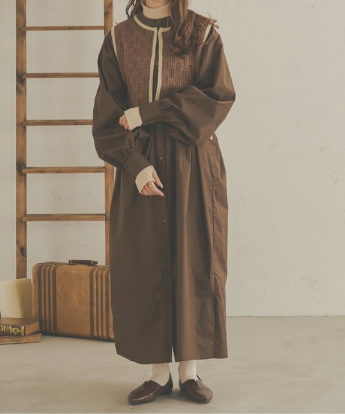 Ambre Neige(アンブルネージュ)の「透かし編みニットベスト/【WEB/EC限定商品】(ベスト・レディース・モカ/アイボリー・FREE)」の15枚目の写真