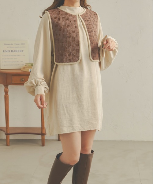 Ambre Neige(アンブルネージュ)の「透かし編みニットベスト/【WEB/EC限定商品】(ベスト・レディース・モカ/アイボリー・FREE)」の16枚目の写真