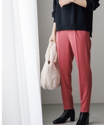 ◆【美脚シルエット】裏面微起毛タック テーパードパンツ