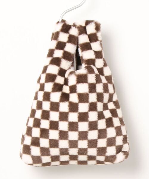 coca(coca)(コカ)の「パウダーファーmini BAG チェッカー(ハンドバッグ・レディース・ブラウン/ブラック・ONE SIZE)」の6枚目の写真