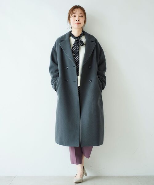 le.coeur blanc（ルクールブラン）の「ウールモッサダブルチェスターコート（チェスターコート・レディース・ライトグレー/ダークグレー/ブルー・36/38）」の5枚目の写真