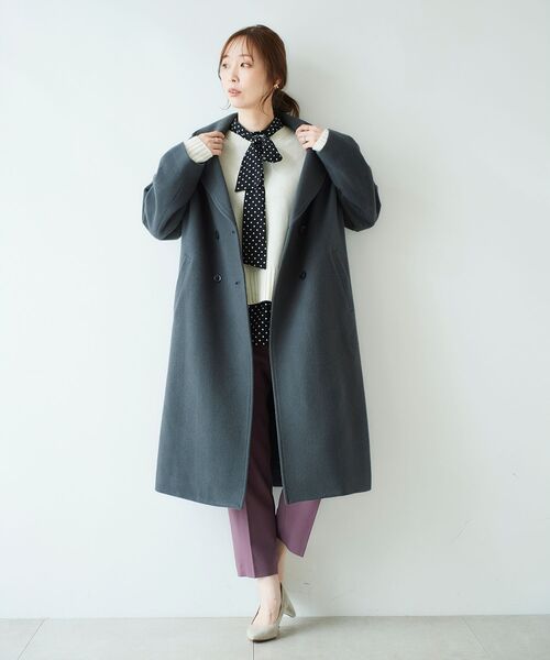 le.coeur blanc（ルクールブラン）の「ウールモッサダブルチェスターコート（チェスターコート・レディース・ライトグレー/ダークグレー/ブルー・36/38）」の6枚目の写真