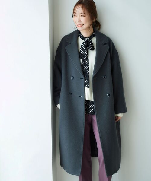 le.coeur blanc（ルクールブラン）の「ウールモッサダブルチェスターコート（チェスターコート・レディース・ライトグレー/ダークグレー/ブルー・36/38）」の8枚目の写真