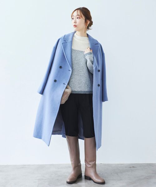 le.coeur blanc（ルクールブラン）の「ウールモッサダブルチェスターコート（チェスターコート・レディース・ライトグレー/ダークグレー/ブルー・36/38）」の16枚目の写真