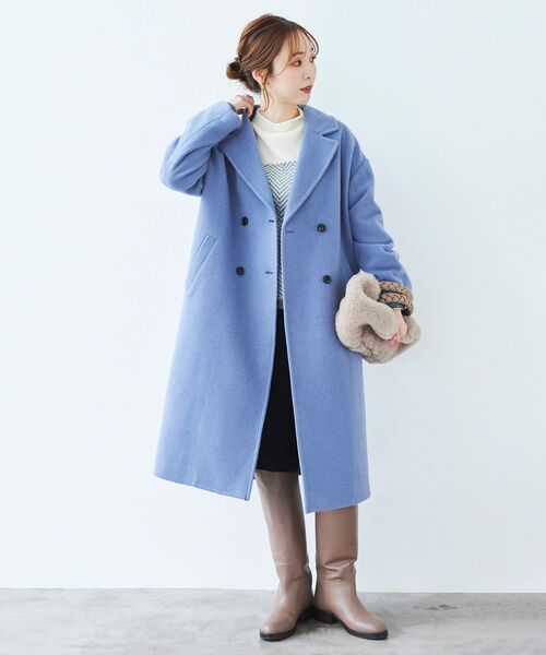 le.coeur blanc（ルクールブラン）の「ウールモッサダブルチェスターコート（チェスターコート・レディース・ライトグレー/ダークグレー/ブルー・36/38）」の18枚目の写真