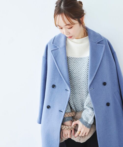le.coeur blanc（ルクールブラン）の「ウールモッサダブルチェスターコート（チェスターコート・レディース・ライトグレー/ダークグレー/ブルー・36/38）」の20枚目の写真
