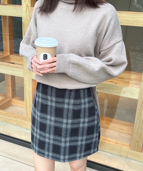 a:mure（アミュール）の「ウールライクチェック柄スカパン（スカート・レディース・ブラック/ブラウン・MEDIUM/LARGE/SMALL）」の7枚目の写真