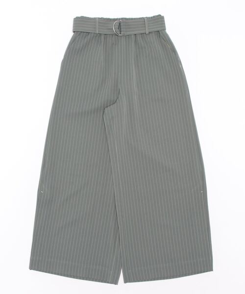 Q（キュー）の「ストライプサイドスリットワイドパンツ（その他パンツ・レディース・ブラック系その他/カーキ・MEDIUM）」の5枚目の写真