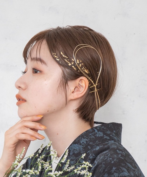 ゆかた館グレース（ユカタカングレース）の「髪飾り-金箔と水引きセット（和装小物・レディース・ゴールド/シルバー・FREE）」の8枚目の写真