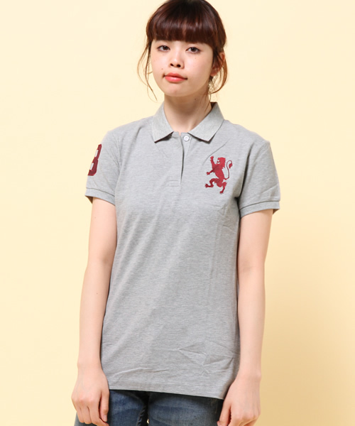 GIORDANO（ジョルダーノ）の「[GIORDANO]ライオン刺繍ナンバリング半袖ポロシャツ（ポロシャツ・レディース・ピンク/ホワイト/ネイビー/ブラック/ホワイト系その他/ブルー系その他/ブラック系その他/グレー系その他/イエロー系その他/ブラック×ピンク/グリーン/ブルー/レッド・LARGE/MEDIUM/X-LARGE/SMALL）」の6枚目の写真