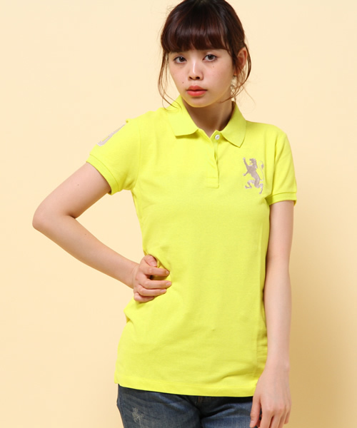 GIORDANO（ジョルダーノ）の「[GIORDANO]ライオン刺繍ナンバリング半袖ポロシャツ（ポロシャツ・レディース・ピンク/ホワイト/ネイビー/ブラック/ホワイト系その他/ブルー系その他/ブラック系その他/グレー系その他/イエロー系その他/ブラック×ピンク/グリーン/ブルー/レッド・LARGE/MEDIUM/X-LARGE/SMALL）」の11枚目の写真