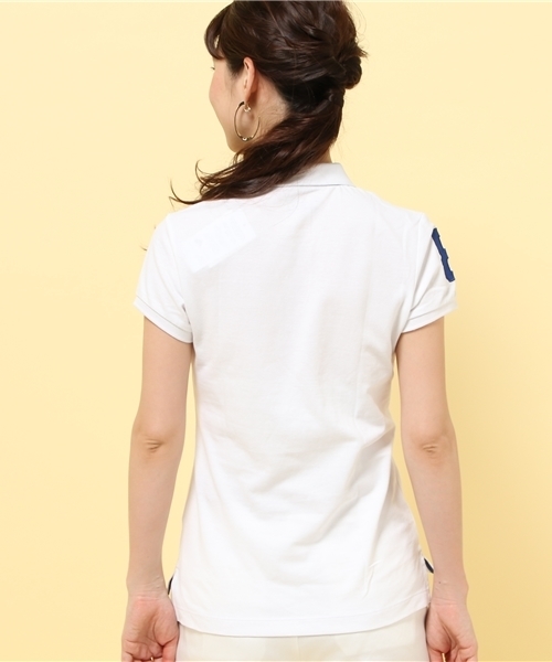 GIORDANO（ジョルダーノ）の「[GIORDANO]ライオン刺繍ナンバリング半袖ポロシャツ（ポロシャツ・レディース・ピンク/ホワイト/ネイビー/ブラック/ホワイト系その他/ブルー系その他/ブラック系その他/グレー系その他/イエロー系その他/ブラック×ピンク/グリーン/ブルー/レッド・LARGE/MEDIUM/X-LARGE/SMALL）」の18枚目の写真