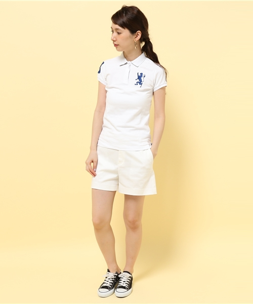 GIORDANO（ジョルダーノ）の「[GIORDANO]ライオン刺繍ナンバリング半袖ポロシャツ（ポロシャツ・レディース・ピンク/ホワイト/ネイビー/ブラック/ホワイト系その他/ブルー系その他/ブラック系その他/グレー系その他/イエロー系その他/ブラック×ピンク/グリーン/ブルー/レッド・LARGE/MEDIUM/X-LARGE/SMALL）」の19枚目の写真