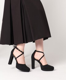 【日本製】厚底クロスストラップハイヒールパンプス