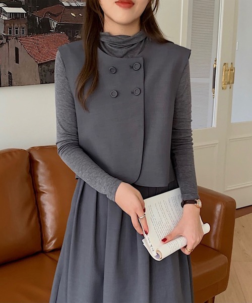 LYEON(リヨン)の「タックフレアロングスカート(スカート・レディース・ブラック/グレー・FREE)」の10枚目の写真