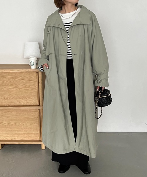 DISCOAT（ディスコート）の「スタンドスプリングコート（トレンチコート・レディース・ベージュ/カーキ/アイボリー・FREE）」の8枚目の写真