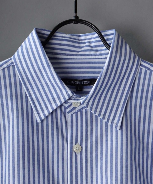 SITRY（シトリー）の「Balloon Sleeve Oversize Striped Shirt/バルーンスリーブ オーバーサイズ ストライプシャツ（シャツ/ブラウス・メンズ・グリーン/ブルー・M/L）」の3枚目の写真