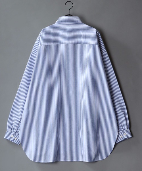 セール】Balloon Sleeve Oversize Striped Shirt/バルーン