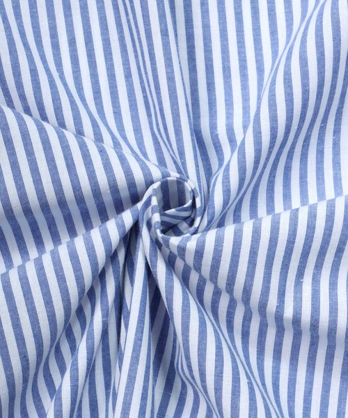 SITRY（シトリー）の「Balloon Sleeve Oversize Striped Shirt/バルーンスリーブ オーバーサイズ ストライプシャツ（シャツ/ブラウス・メンズ・グリーン/ブルー・M/L）」の8枚目の写真