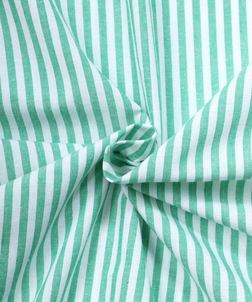 SITRY（シトリー）の「Balloon Sleeve Oversize Striped Shirt/バルーンスリーブ オーバーサイズ ストライプシャツ（シャツ/ブラウス・メンズ・グリーン/ブルー・M/L）」の9枚目の写真
