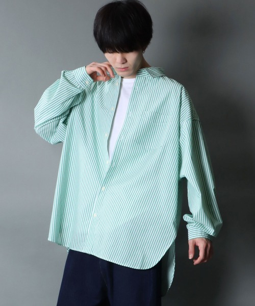 ウィルフリー　ストライプバルーンスリーブシャツ　新品未使用 WILLFULLY（ウィルフリー）の「stripe balloon sleeve cleric BL