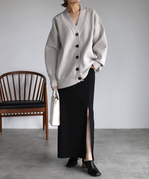 Yucca（ユッカ）の「スウェット風ニットカーディガン（カーディガン/ボレロ・レディース・ブラック/ミント/グレー・MEDIUM）」の15枚目の写真