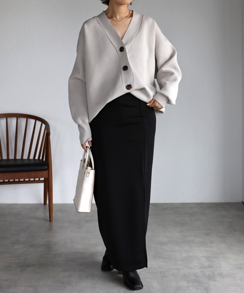 Yucca（ユッカ）の「スウェット風ニットカーディガン（カーディガン/ボレロ・レディース・ブラック/ミント/グレー・MEDIUM）」の18枚目の写真