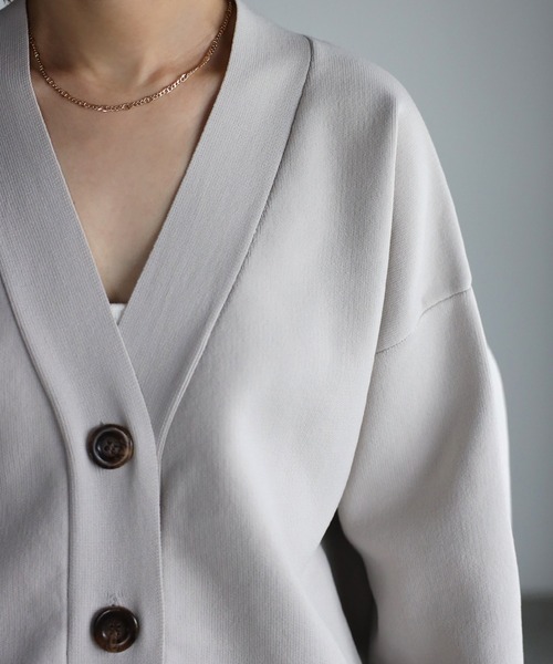 Yucca（ユッカ）の「スウェット風ニットカーディガン（カーディガン/ボレロ・レディース・ブラック/ミント/グレー・MEDIUM）」の19枚目の写真