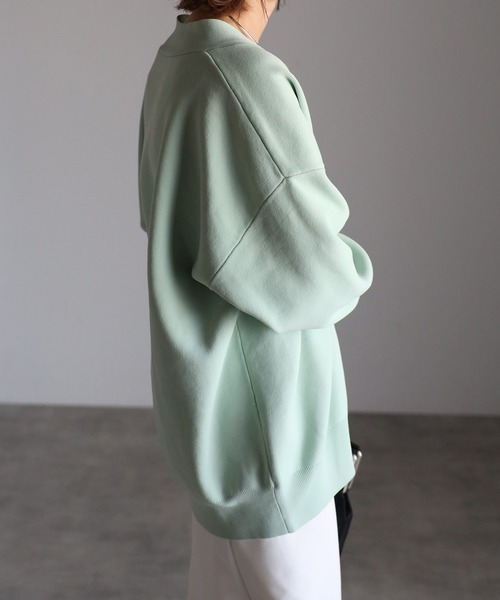 Yucca（ユッカ）の「スウェット風ニットカーディガン（カーディガン/ボレロ・レディース・ブラック/ミント/グレー・MEDIUM）」の5枚目の写真