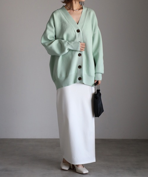 Yucca（ユッカ）の「スウェット風ニットカーディガン（カーディガン/ボレロ・レディース・ブラック/ミント/グレー・MEDIUM）」の9枚目の写真