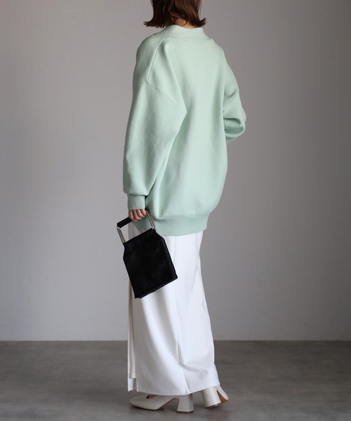 Yucca（ユッカ）の「スウェット風ニットカーディガン（カーディガン/ボレロ・レディース・ブラック/ミント/グレー・MEDIUM）」の11枚目の写真