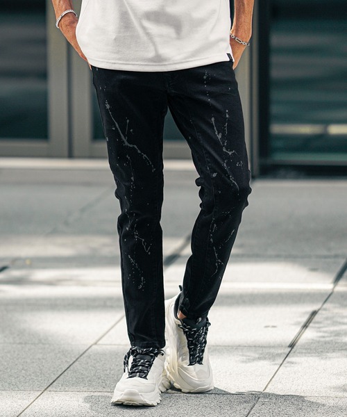 JOKER(ジョーカー)の「【SOMEDIFF】スプラッシュ プリント デザイン ストレッチ テーパード デニム パンツ メンズ(デニムパンツ・メンズ・ブラック/インディゴブルー・L/XL/M)」の4枚目の写真