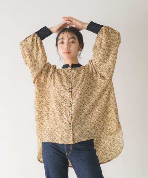 idem（イデム）の「stand collar flower blouse/小花柄スタンドカラーブラウス（シャツ/ブラウス・レディース・ベージュ/ブラック・FREE）」の20枚目の写真