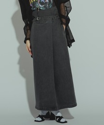 Ezick | Mode denim slim ラップライクスカート(デニムスカート)