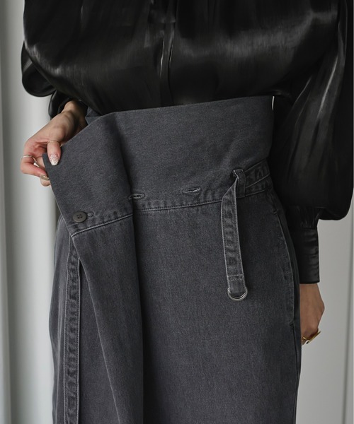Ezick(エジック)の「Mode denim slim ラップライクスカート(デニムスカート・レディース・グレー/ブラック・SMALL/MEDIUM)」の10枚目の写真