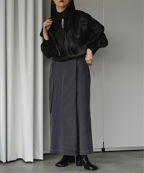 Ezick(エジック)の「Mode denim slim ラップライクスカート(デニムスカート・レディース・グレー/ブラック・SMALL/MEDIUM)」の21枚目の写真