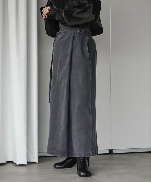 Ezick(エジック)の「Mode denim slim ラップライクスカート(デニムスカート・レディース・グレー/ブラック・SMALL/MEDIUM)」の9枚目の写真