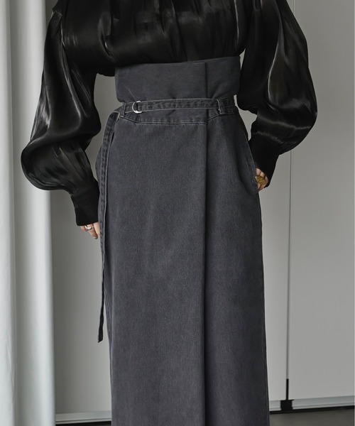 Ezick(エジック)の「Mode denim slim ラップライクスカート(デニムスカート・レディース・グレー/ブラック・SMALL/MEDIUM)」の22枚目の写真
