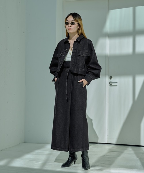 Ezick(エジック)の「Mode denim slim ラップライクスカート(デニムスカート・レディース・グレー/ブラック・SMALL/MEDIUM)」の19枚目の写真
