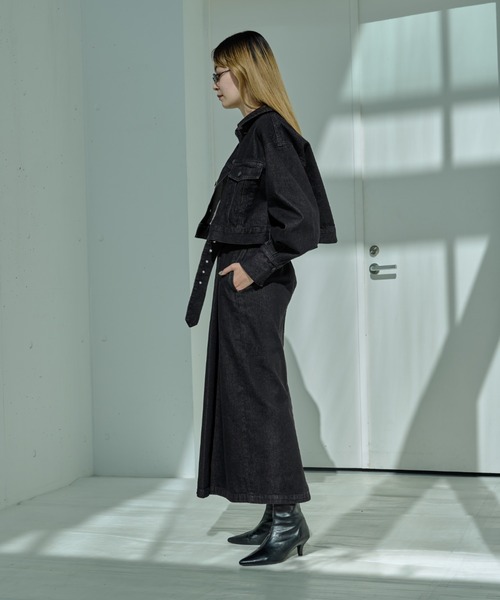 Ezick(エジック)の「Mode denim slim ラップライクスカート(デニムスカート・レディース・グレー/ブラック・SMALL/MEDIUM)」の3枚目の写真